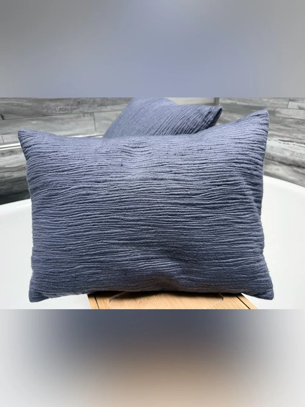 2 Calvin Klein Home label pillows in dusty periwinkle approx 10”x16” - vintage!